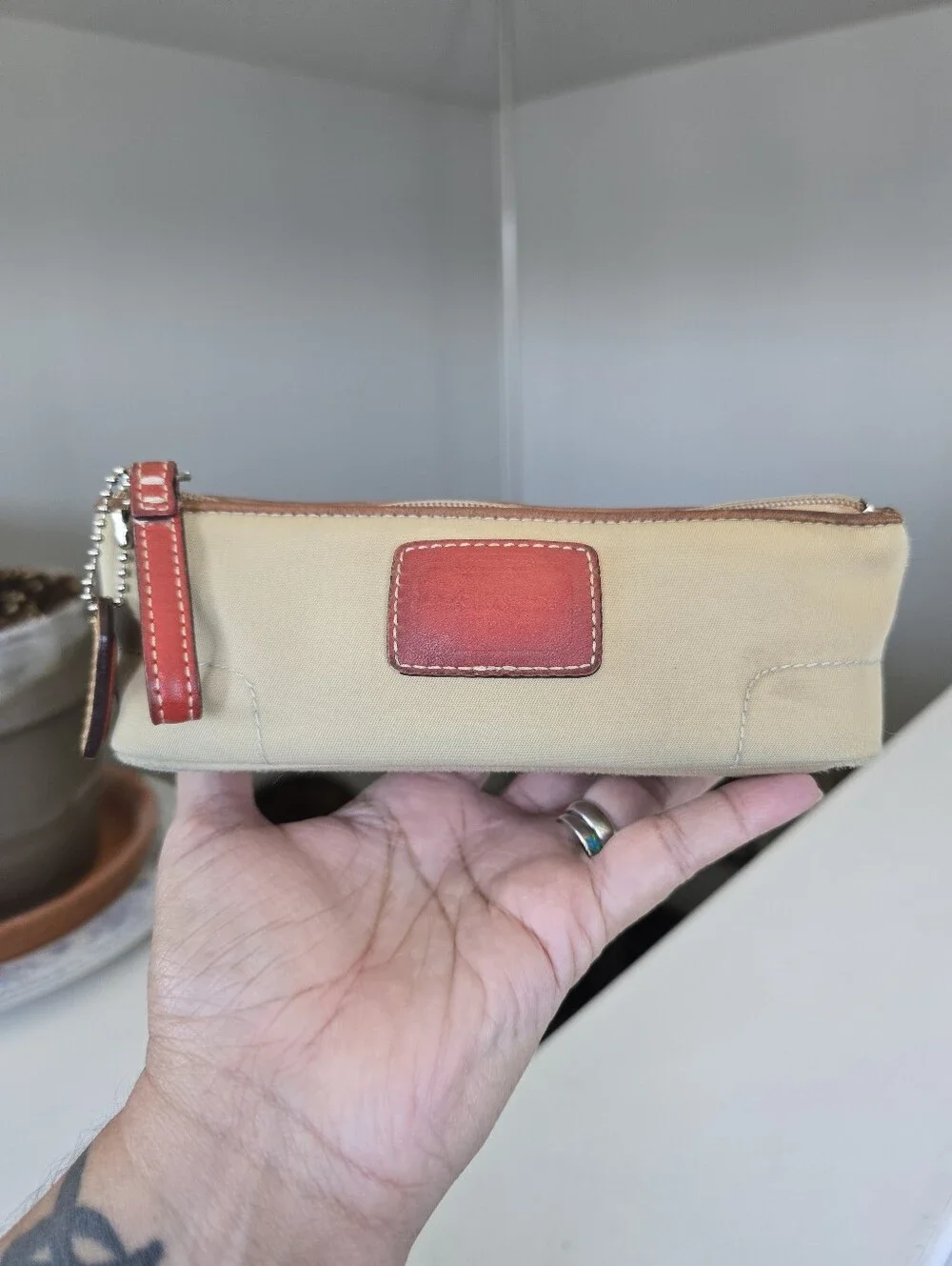 Coach Vintage Rare  Leatherware Est.1941 Nylon Cosmetic Pouch Released In 2005